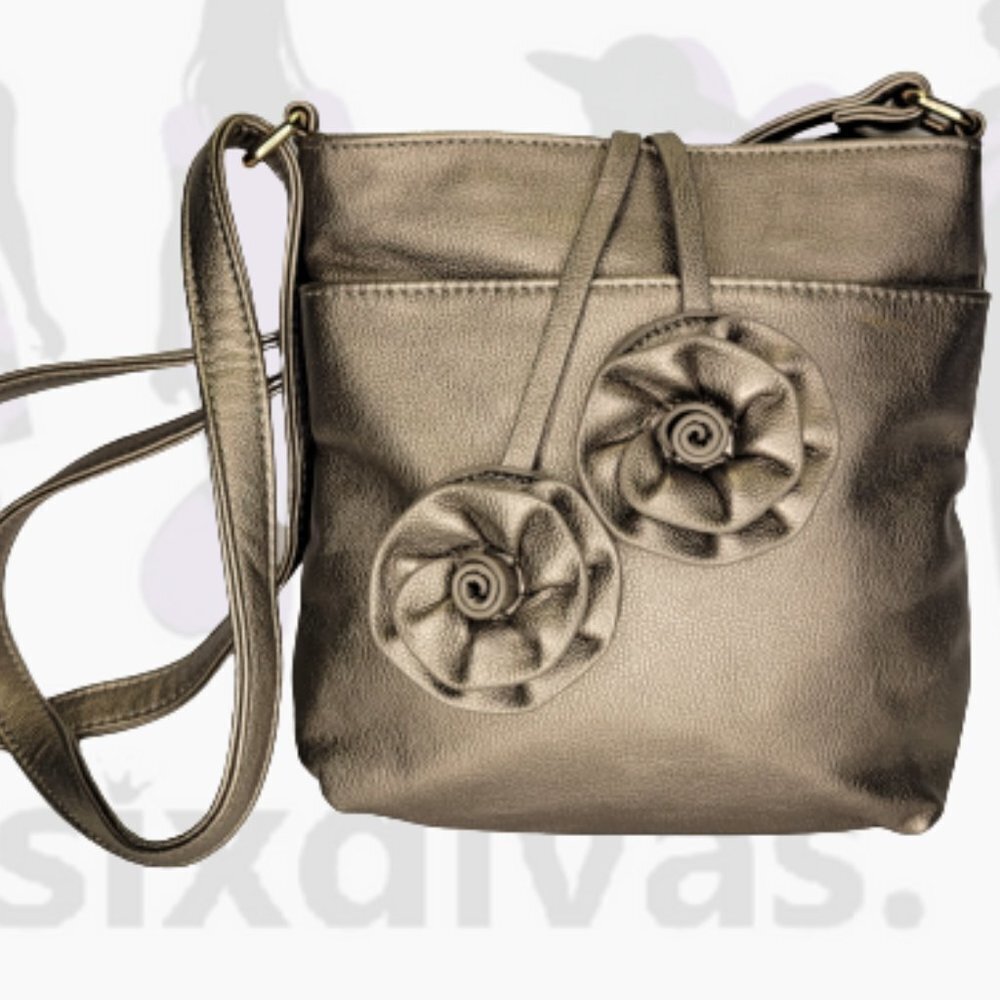 Champagne Taupe Medium Size Crossbody Travel Holiday Cruise Everyday Handbag